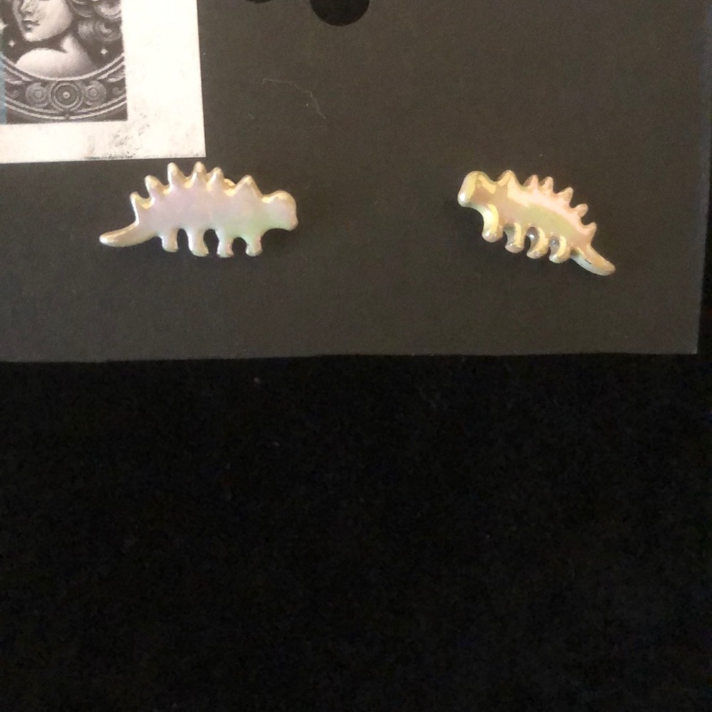 Iridescent Stegosaurus Stud Earrings
